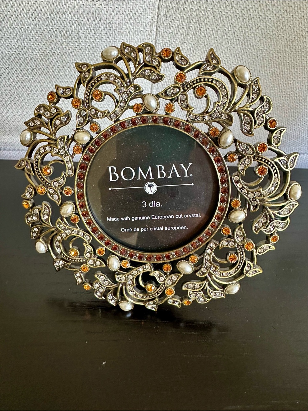 Bombay Gold Filigree Frame with Amber Crystals and Pearl Accents